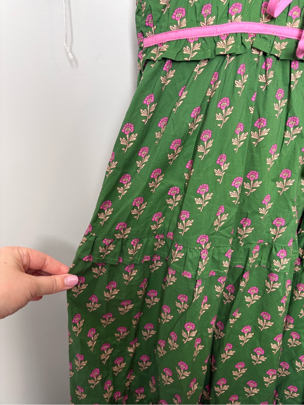 Entro The Francie Green and Pink Floral Mid Dress - Picture 3 of 6